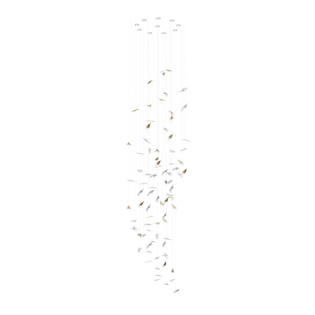 Asorus Artistic Leaf-Shape Glass Chandelier Staircase