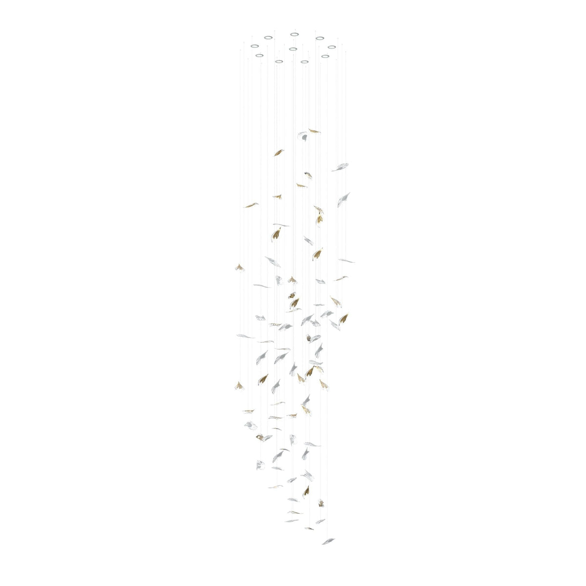 Asorus Artistic Leaf-Shape Glass Chandelier Staircase