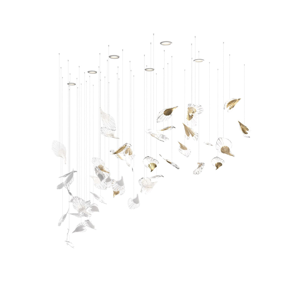 Asorus Artistic Leaf-Shape Glass Chandelier Staircase
