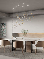 Asorus Artistic Leaf-Shape Glass Chandelier Staircase
