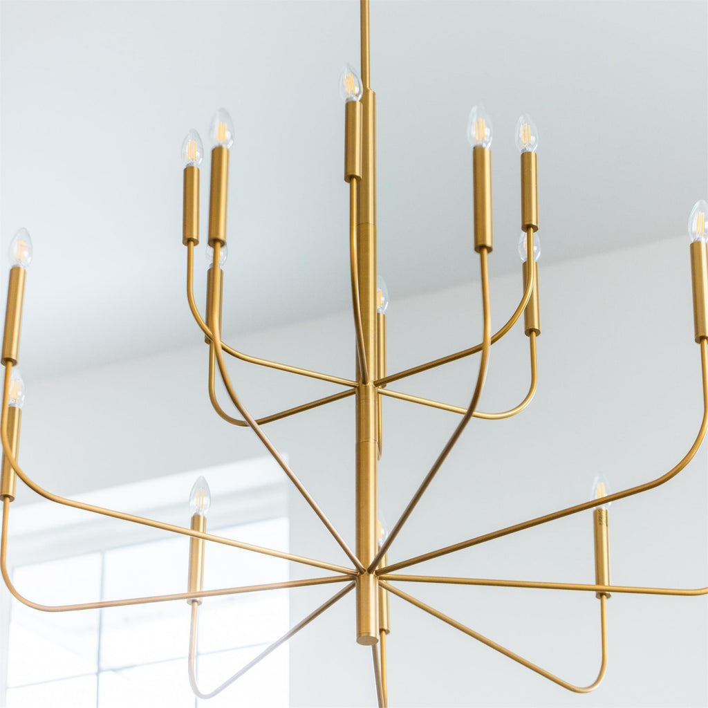 Olcarel Vintage Industrial Brass Chandelier