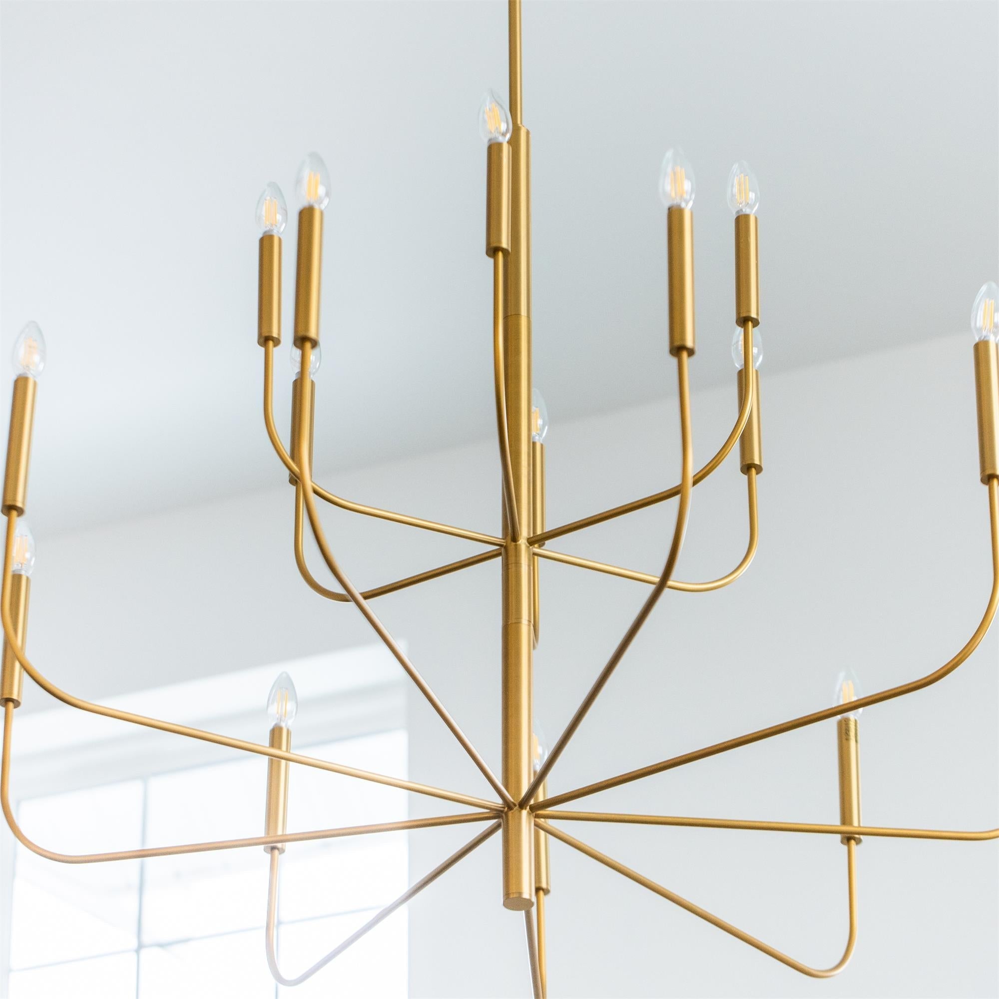 Olcarel Vintage Industrial Brass Chandelier