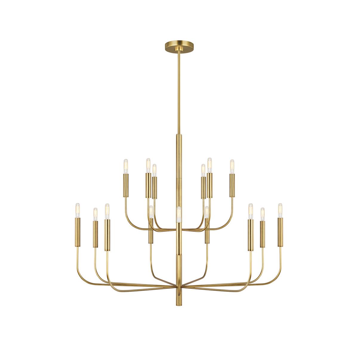 Olcarel Vintage Industrial Brass Chandelier