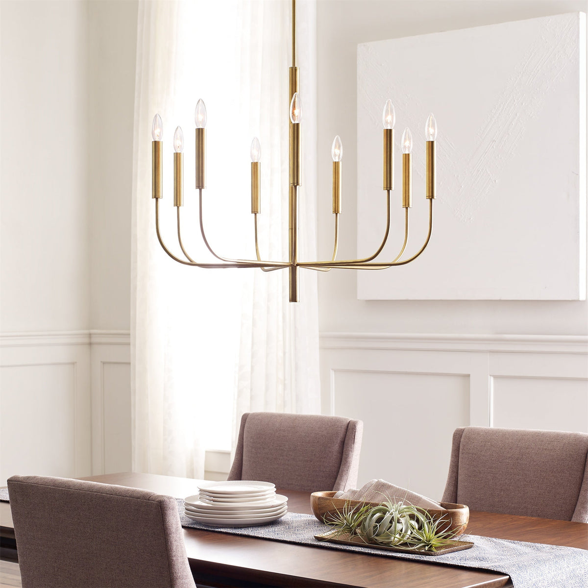 Olcarel Vintage Industrial Brass Chandelier