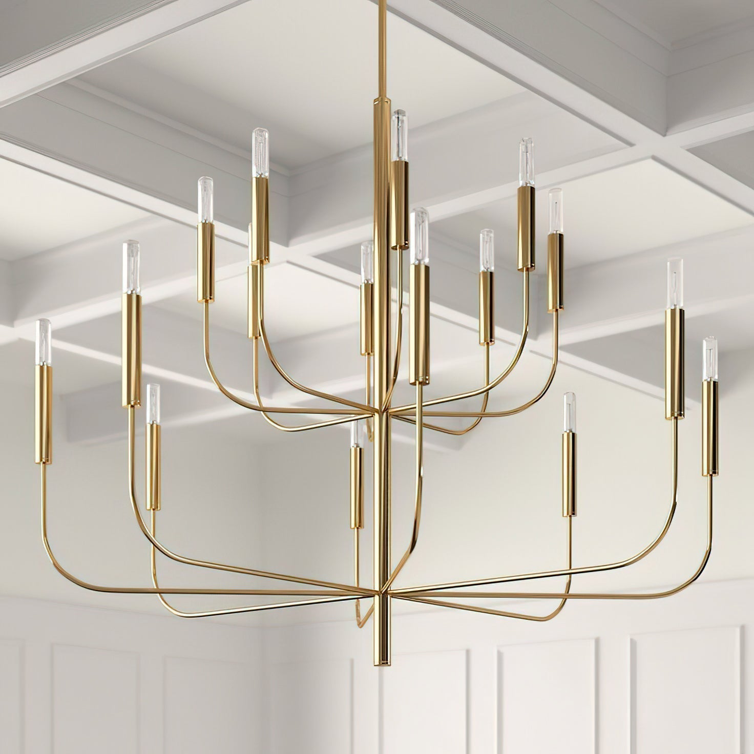 Olcarel Vintage Industrial Brass Chandelier