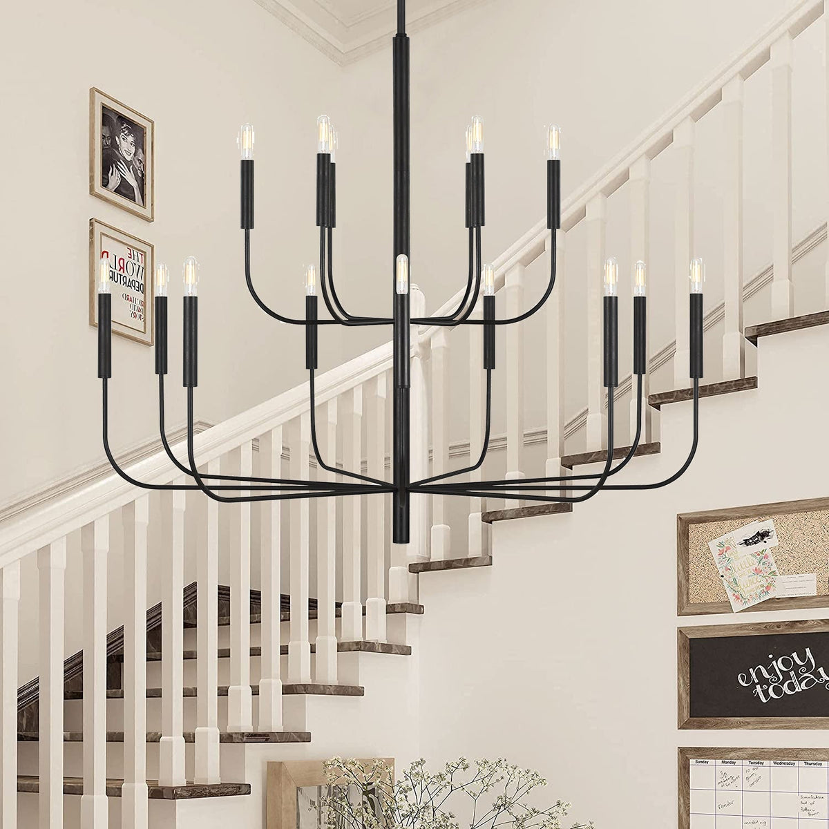 Olcarel Vintage Industrial Brass Chandelier