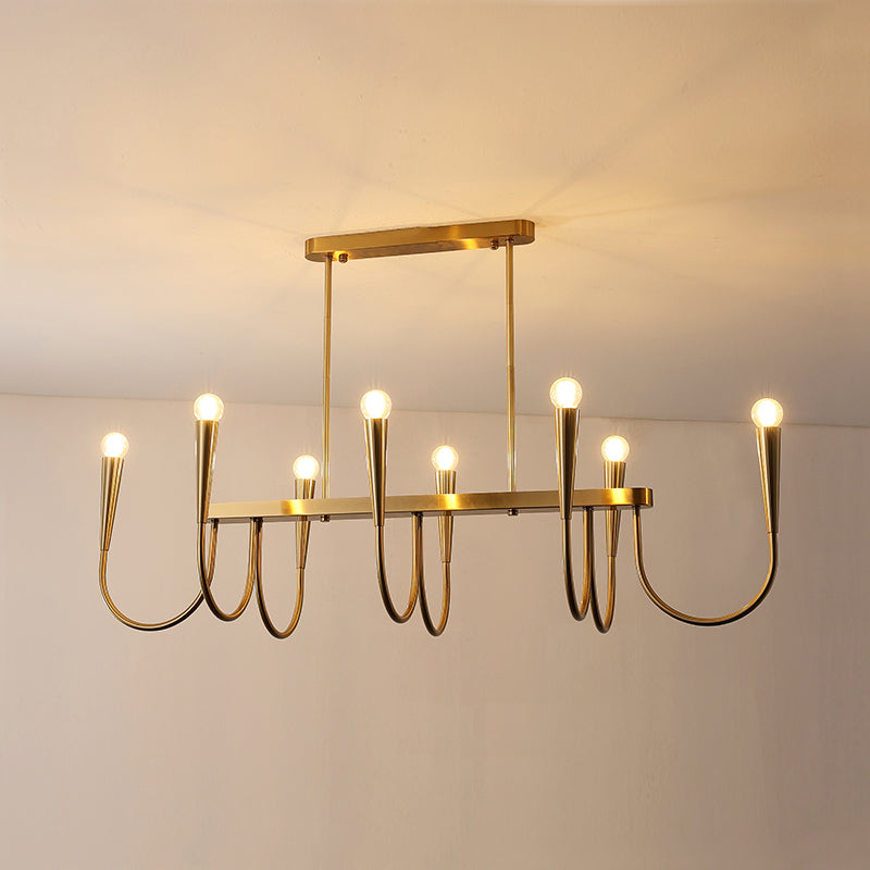 Fluide Modern Minimalist Linear Brass Chandelier