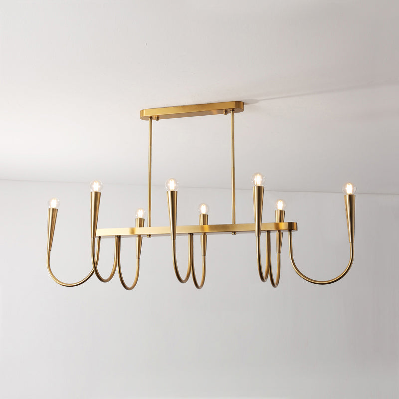 Fluide Modern Minimalist Linear Brass Chandelier