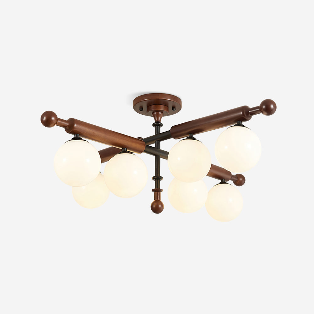 Briette Ceiling Light Wood Glass Globe Mid Century
