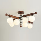 Briette Ceiling Light Wood Glass Globe Mid Century