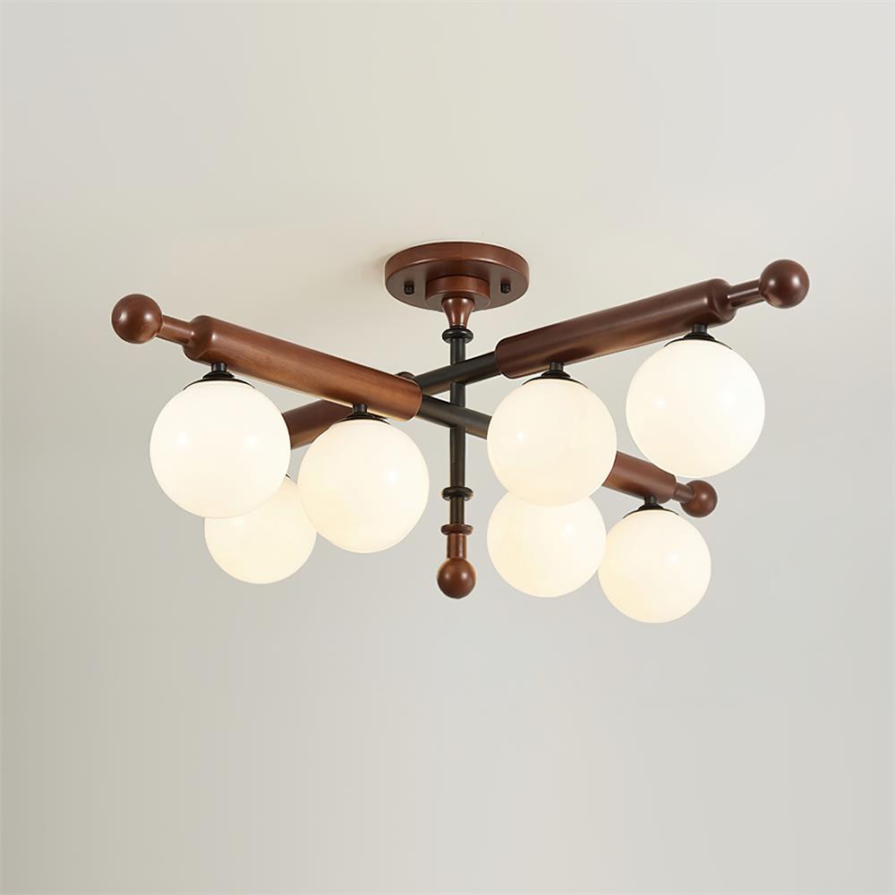 Briette Ceiling Light Wood Glass Globe Mid Century