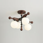 Briette Ceiling Light Wood Glass Globe Mid Century