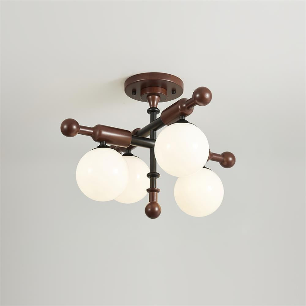 Briette Ceiling Light Wood Glass Globe Mid Century