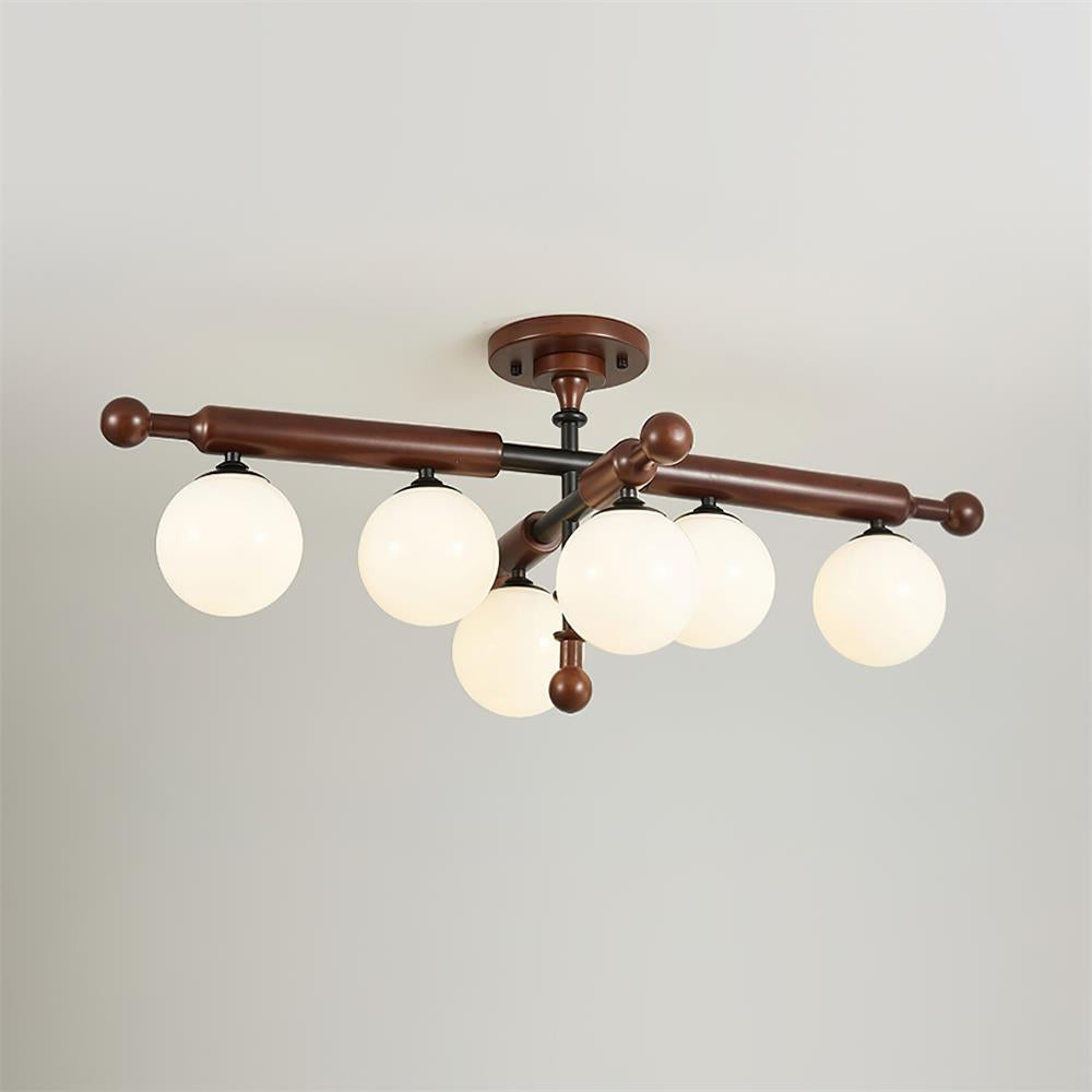Briette Ceiling Light Wood Arms Sculptural Globe