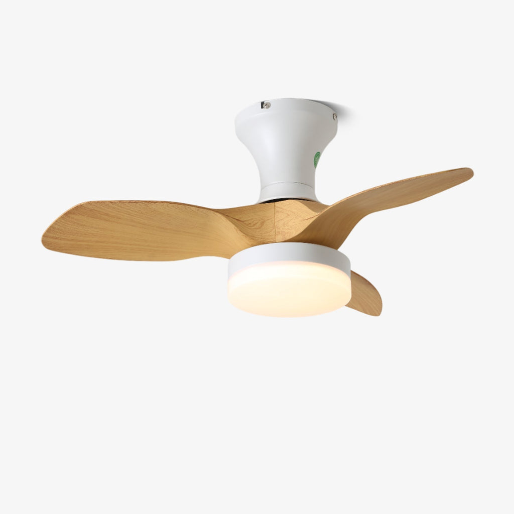 Nora Minimalist White Wood Ceiling Fan Light