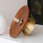 Ceiling Light Globe Opal Glass Modern Brass Walnut Accent Flush Mount