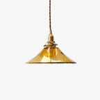 Solara Pendant Lamp Amber Glass Brass Vintage Dining