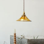 Solara Pendant Lamp Amber Glass Brass Vintage Dining