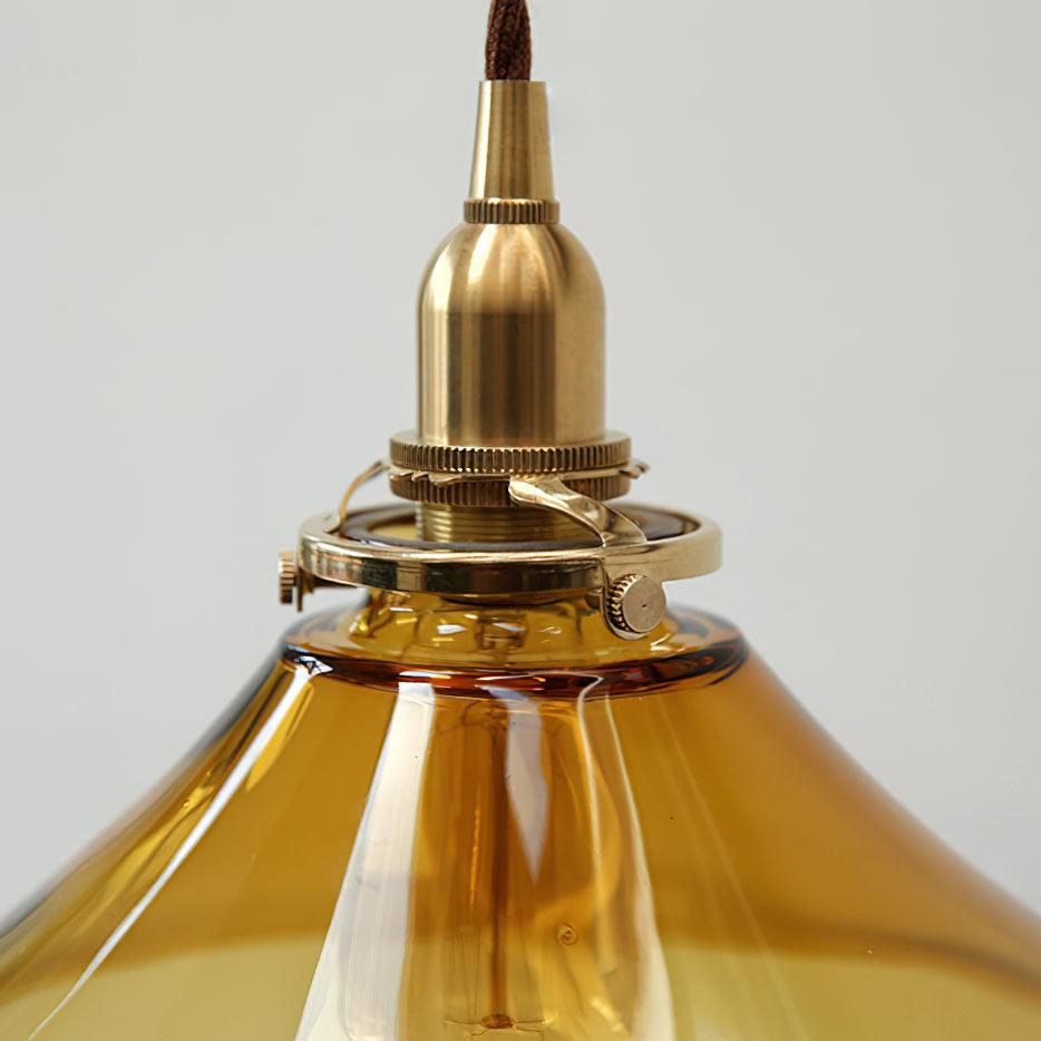 Solara Pendant Lamp Amber Glass Brass Vintage Dining