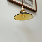 Solara Pendant Lamp Amber Glass Brass Vintage Dining