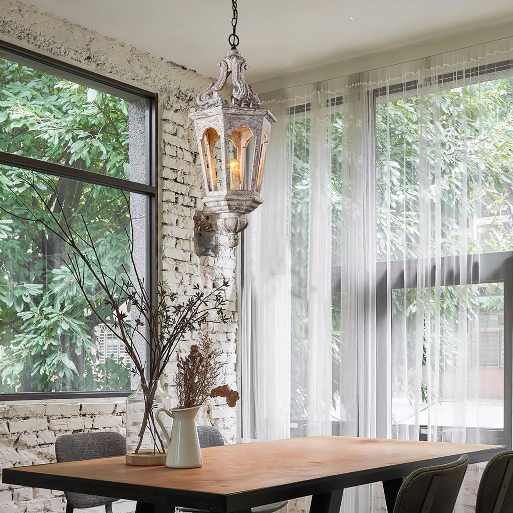 Seren Postmodern Luxury Elegance Wood Resin Lantern Pendant Lamp