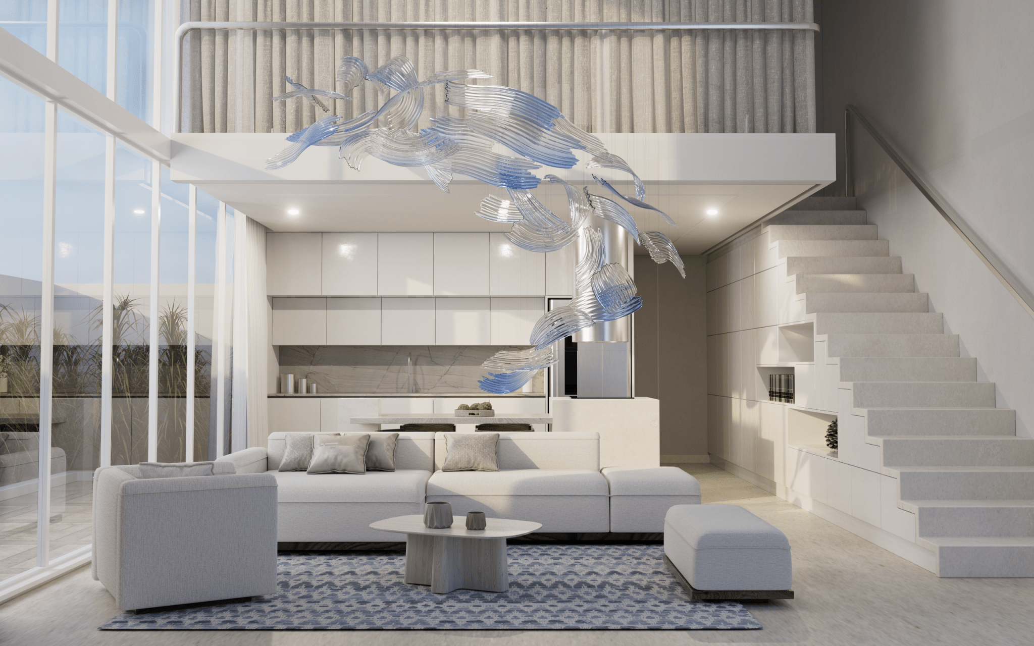 Brush Contemporary Glass Chandelier