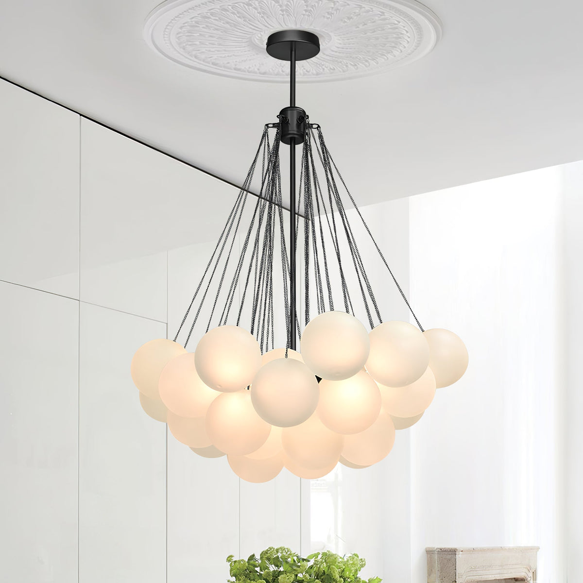 Lustra Chandelier Bubble Frosted Glass