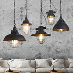 Celest Vintage Industrial Cage Glass Pendant Light