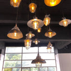 Celest Vintage Industrial Cage Glass Pendant Light