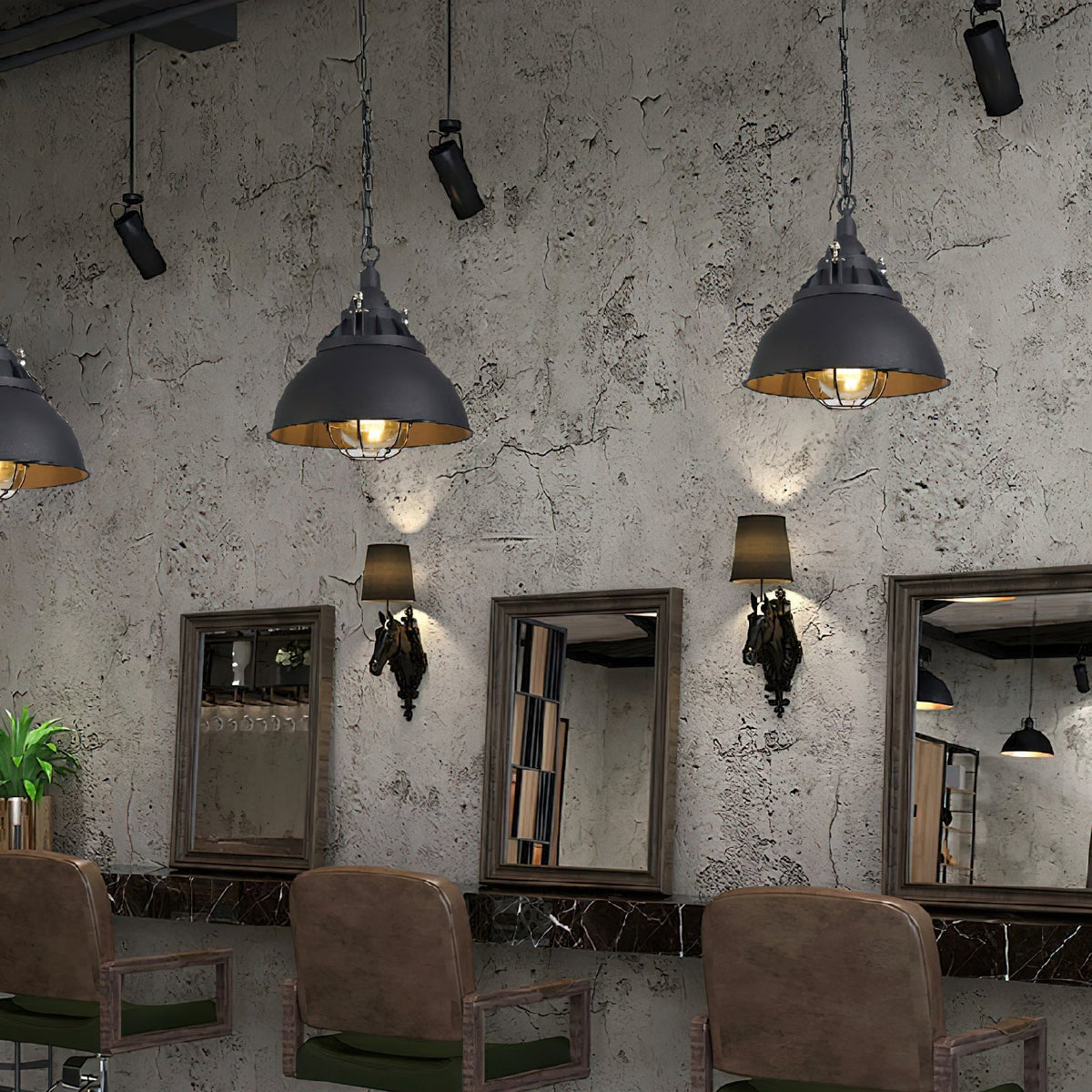 Celest Vintage Industrial Cage Glass Pendant Light