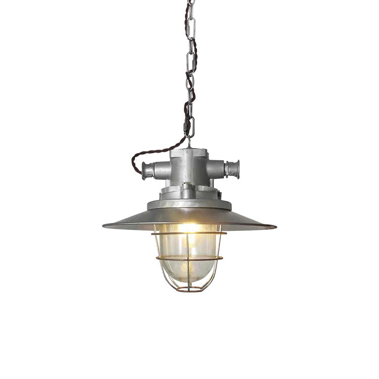 Celest Vintage Industrial Cage Glass Pendant Light