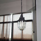 Celest Vintage Industrial Cage Glass Pendant Light
