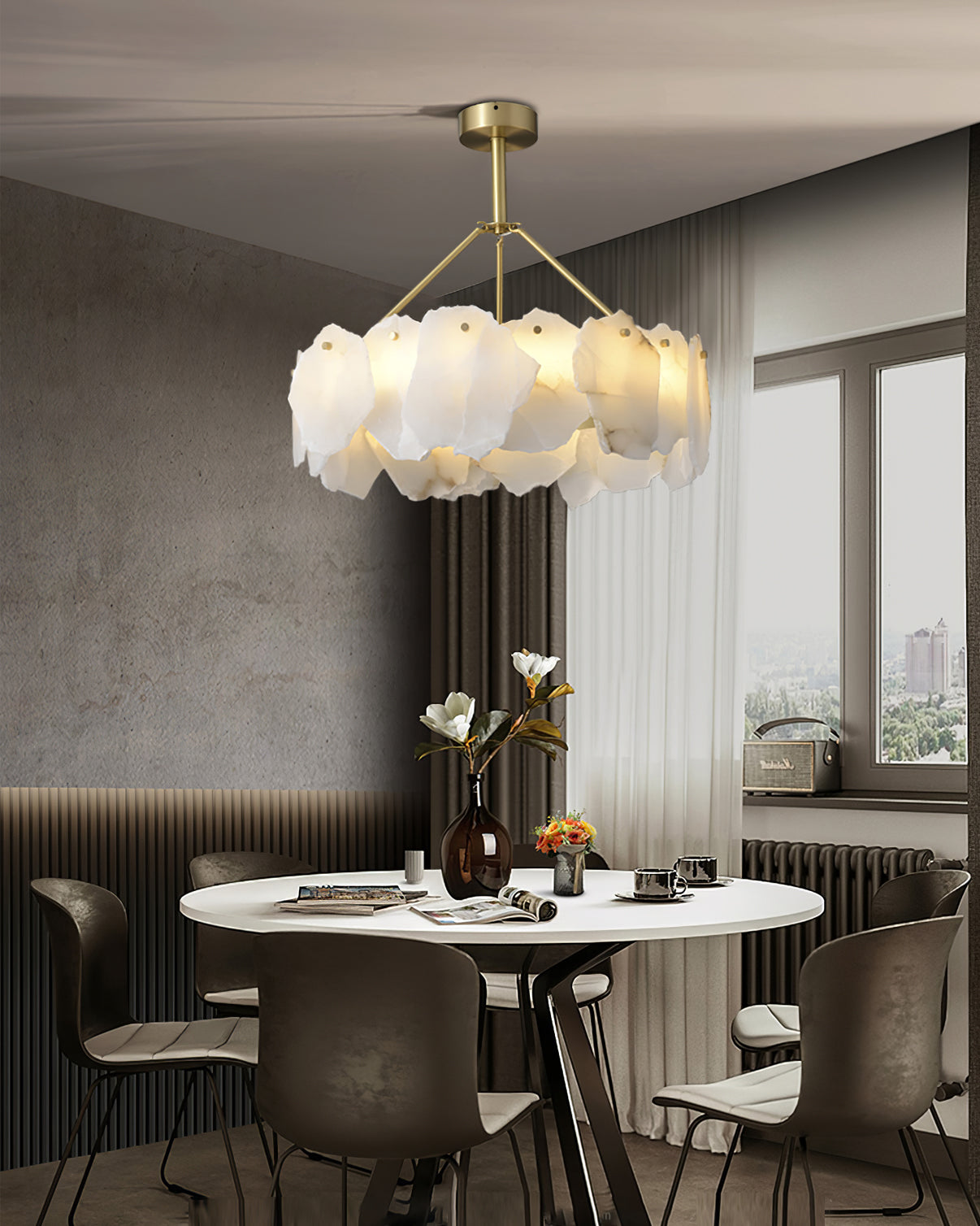 Burton Chandelier Alabaster Layered Halo