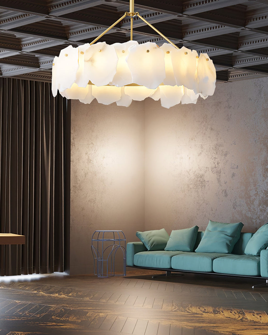 Burton Chandelier Alabaster Layered Halo