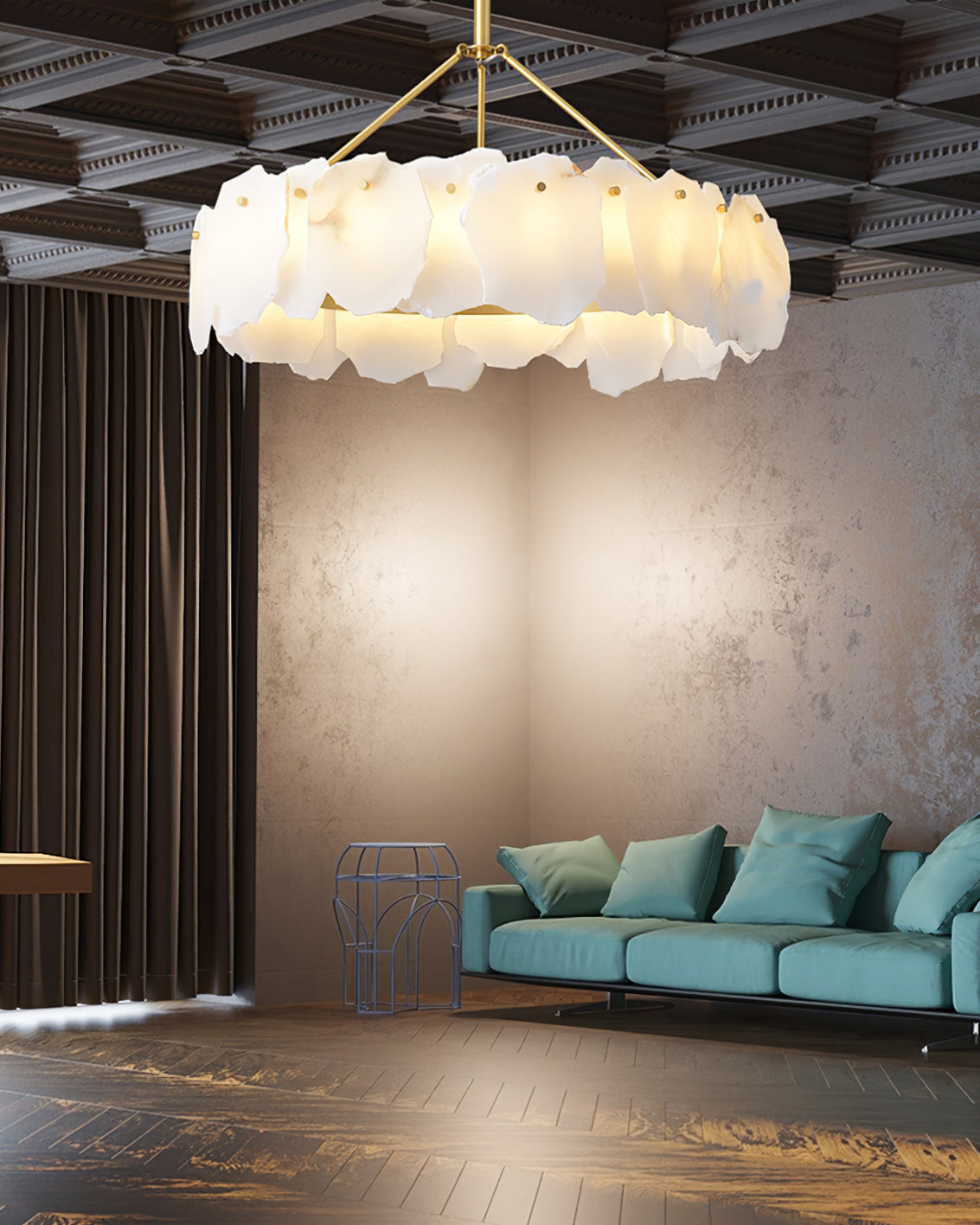 Burton Chandelier Alabaster Layered Halo