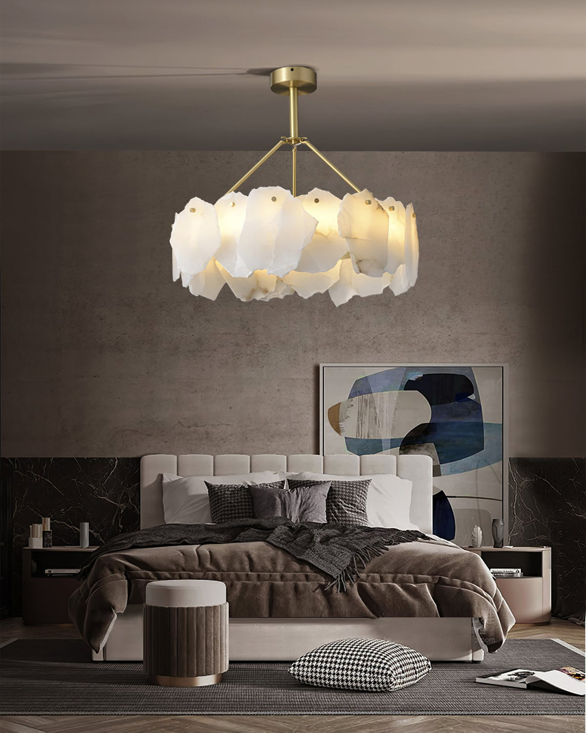 Burton Chandelier Alabaster Layered Halo
