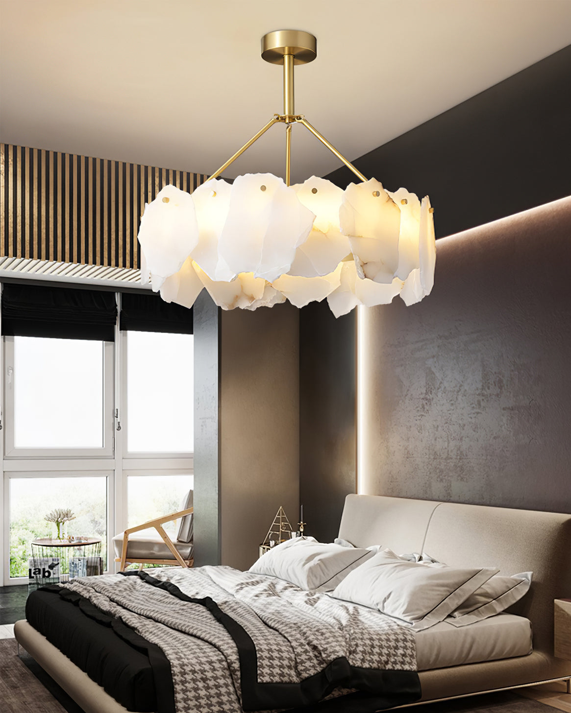 Burton Chandelier Alabaster Layered Halo