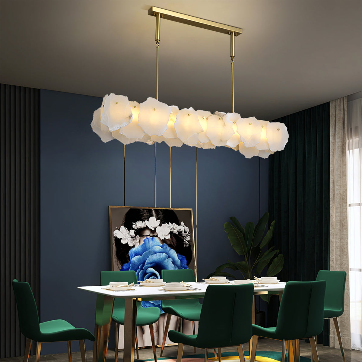 Burton Chandelier Alabaster Layered Halo