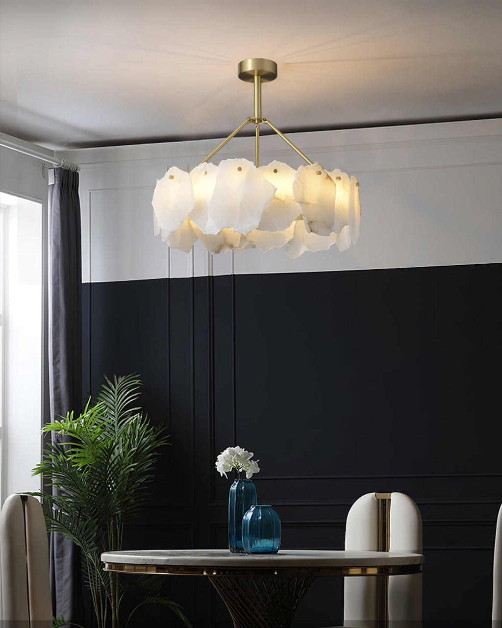Burton Chandelier Alabaster Layered Halo
