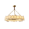 Alora Postmodern Luxury Round Brass Marble Chandelier