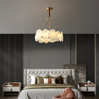 Alora Postmodern Luxury Round Brass Marble Chandelier