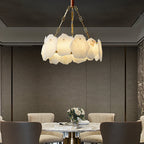 Alora Postmodern Luxury Round Brass Marble Chandelier