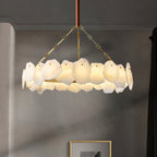 Alora Postmodern Luxury Round Brass Marble Chandelier