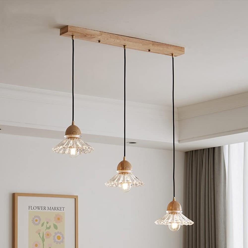 Valentina Retro Wood Pendant Light Glass Bedroom/Living Room/Dining Room