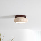 Ritta Mini Donut   Travertine Ceiling Light