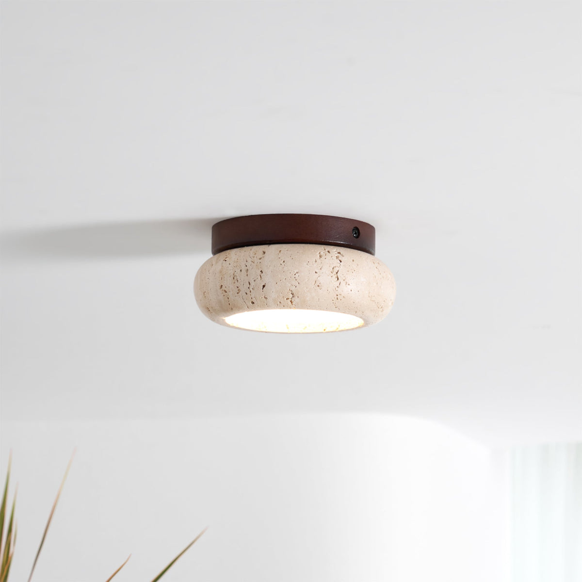 Ritta Mini Donut   Travertine Ceiling Light