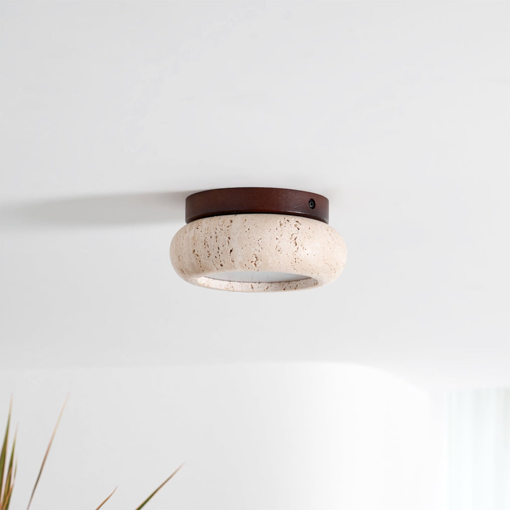 Ritta Mini Donut   Travertine Ceiling Light