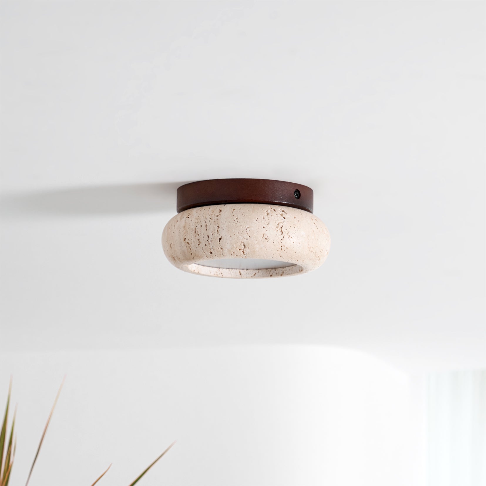 Ritta Mini Donut   Travertine Ceiling Light