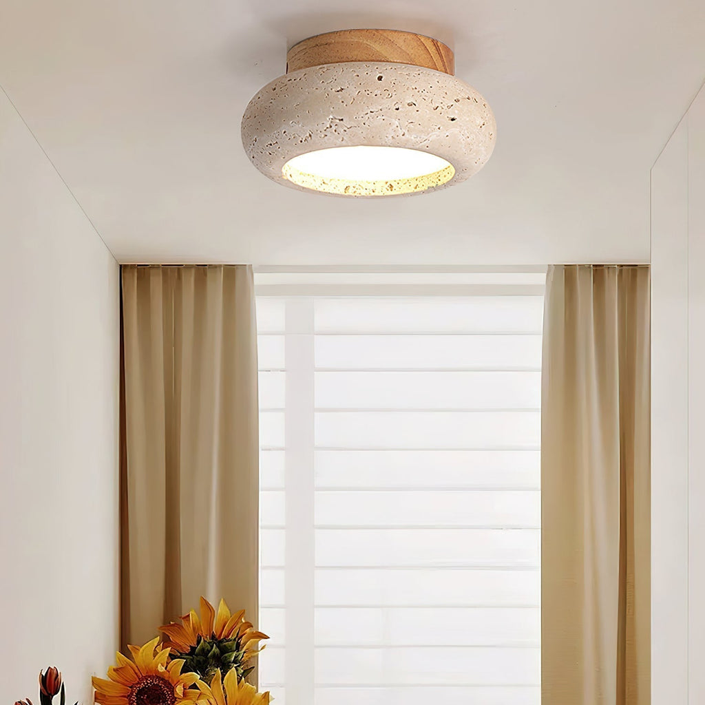 Ritta Mini Donut   Travertine Ceiling Light