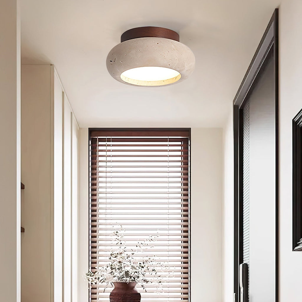 Ritta Mini Donut   Travertine Ceiling Light